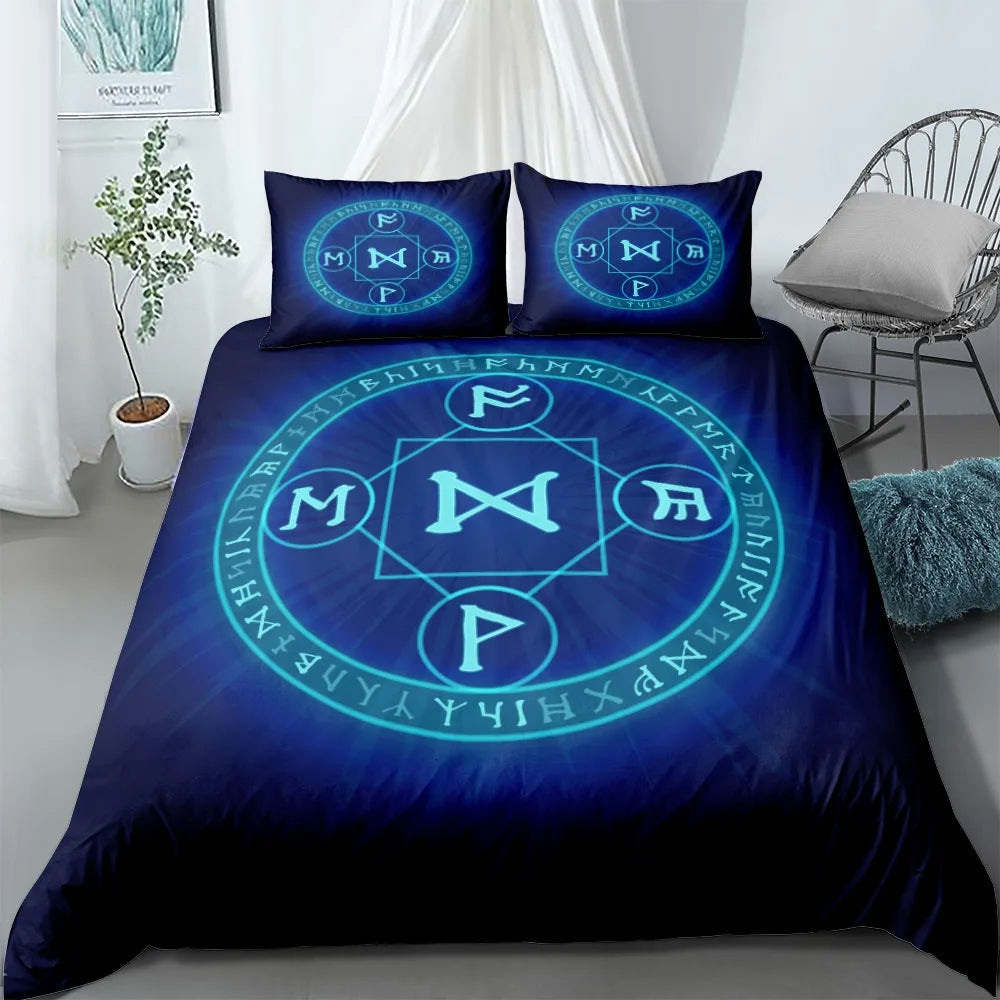 Glowing Norse Mythological Symbols Viking Bedding Set