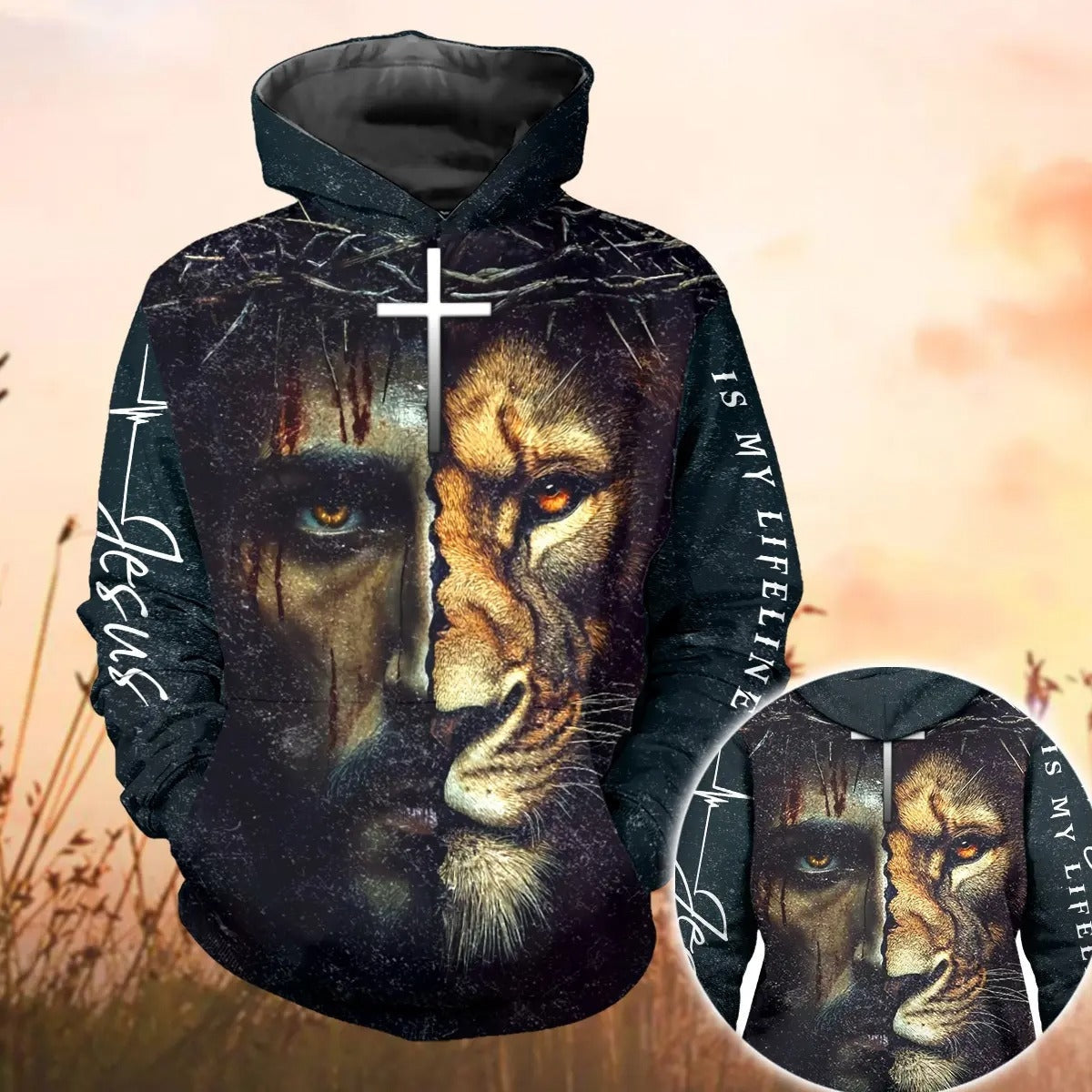 God And Lion, Jesus Is My Lifeline Christian Jesus Hoodie