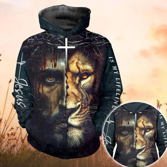 God And Lion, Jesus Is My Lifeline Christian Jesus Hoodie