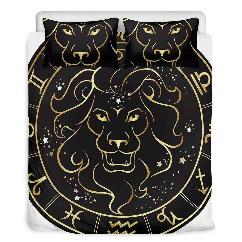 Gold Black Leo Sign Lion Bedding Set