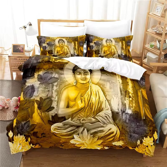 Golden Meditating Buddha Bedding Set
