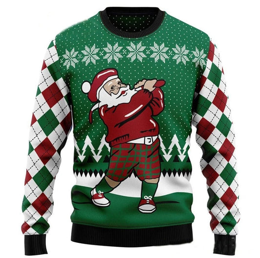 Golfer Santa Golf Ugly Christmas Sweater
