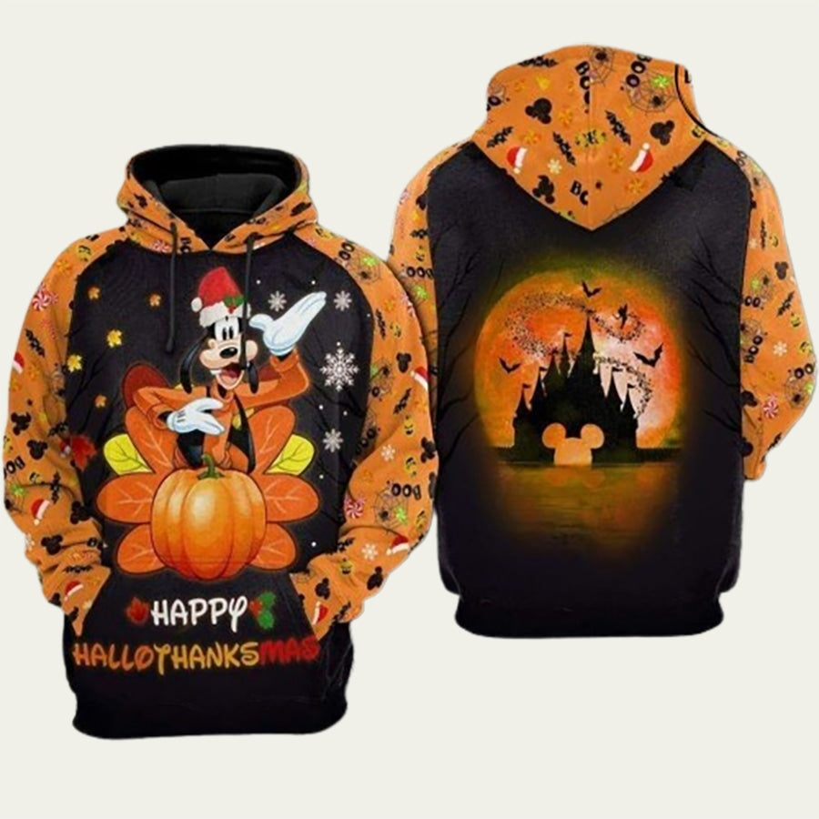 Goofy Happy Halloween Thansgiving Hoodie