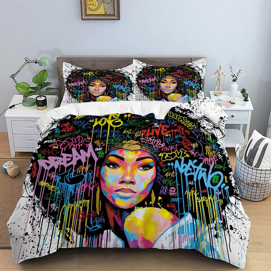 Grafiti African Black Girl Bedding Set