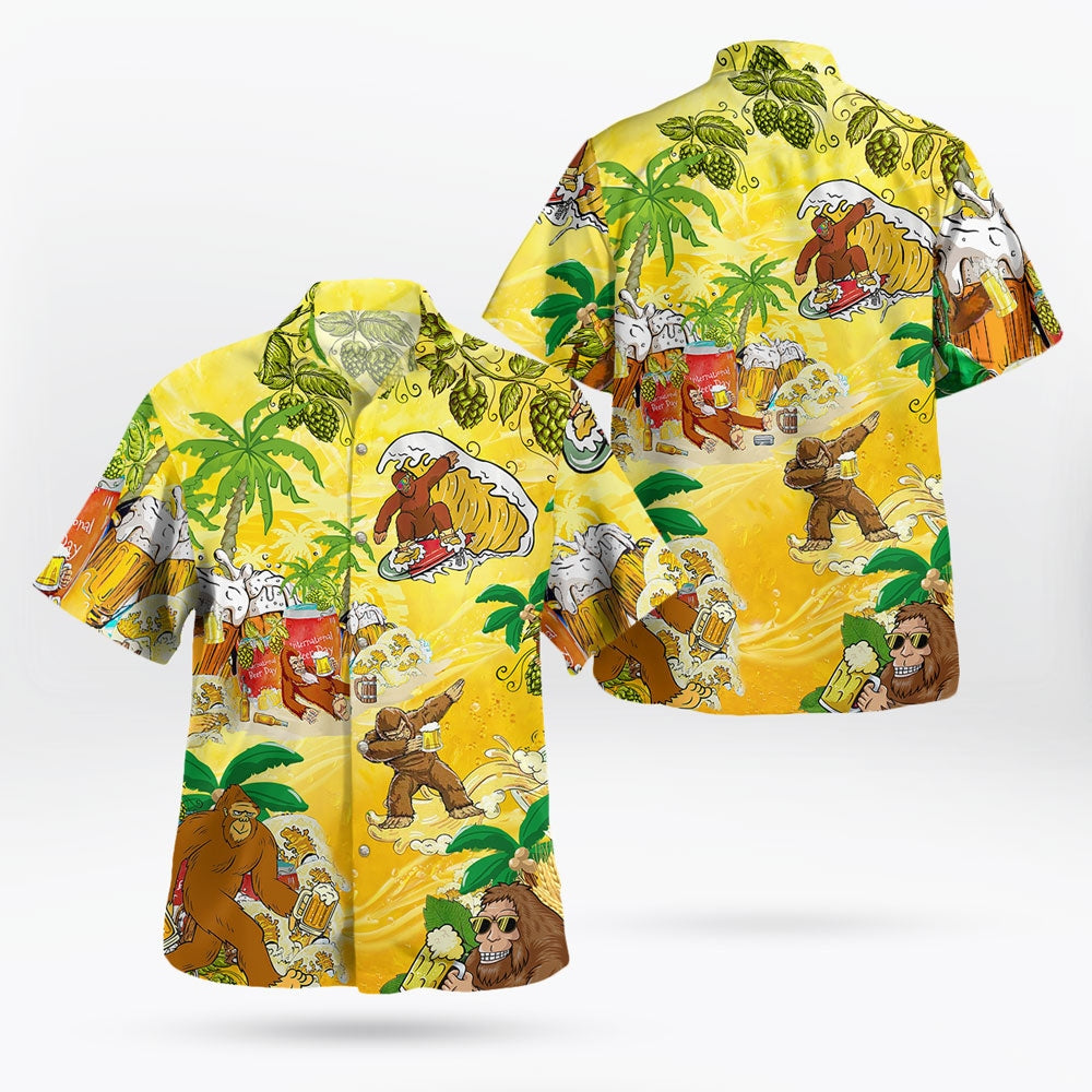 Yellow Aloha Bigfoot Beer Hawaiian Shirt