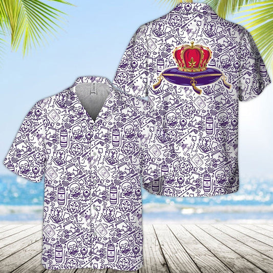 Crown Royal Hawaiian Shirt, Summer Doodle Art