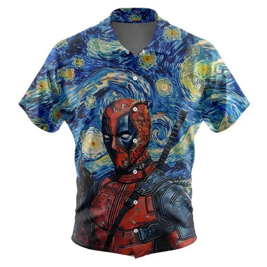 The Starry Night Deadpool Hawaiian Shirt
