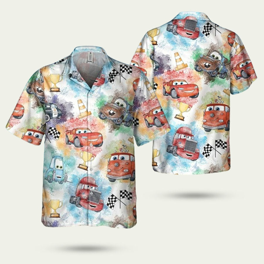 Lightning Mcqueen Watercolor Hawaiian Shirt