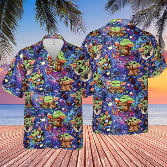 Baby Yoda Galaxy Star Wars Hawaiian Shirt