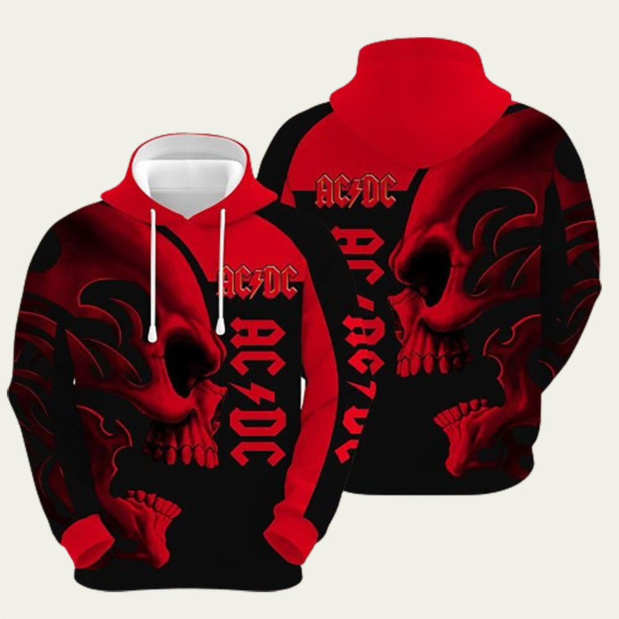 Halloween AC DC Skull Red Hoodie