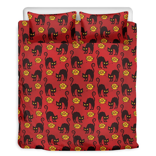 Halloween Black Cat Boo Bedding Set