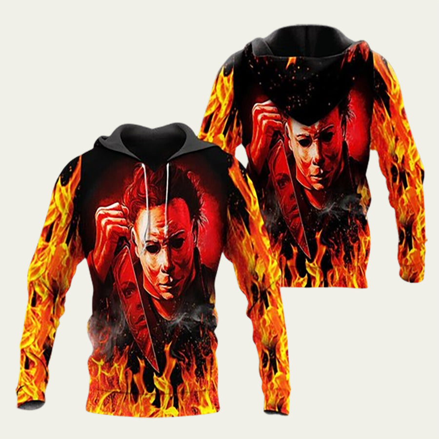 Halloween Michael Myers Flame Fire Hoodie