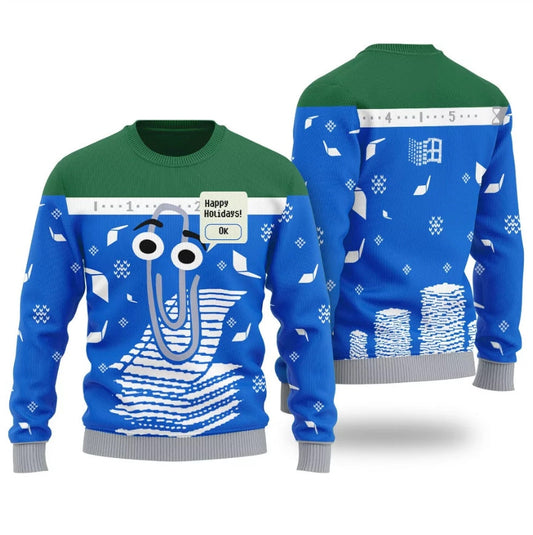 Happy Holidays Clippy Ugly Christmas Sweater