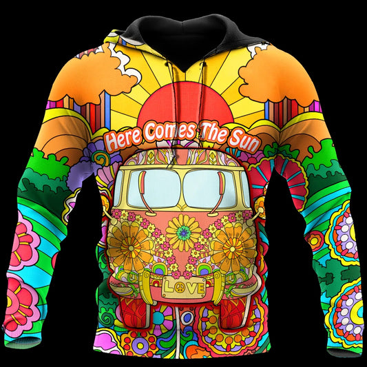 Here Comes The Sun Hippie Van Hoodie