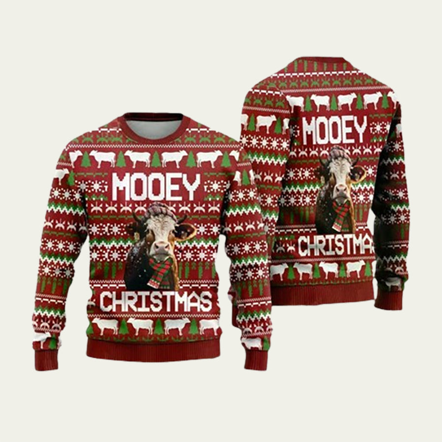 Hereford Cow Mooey Christmas Ugly Sweater