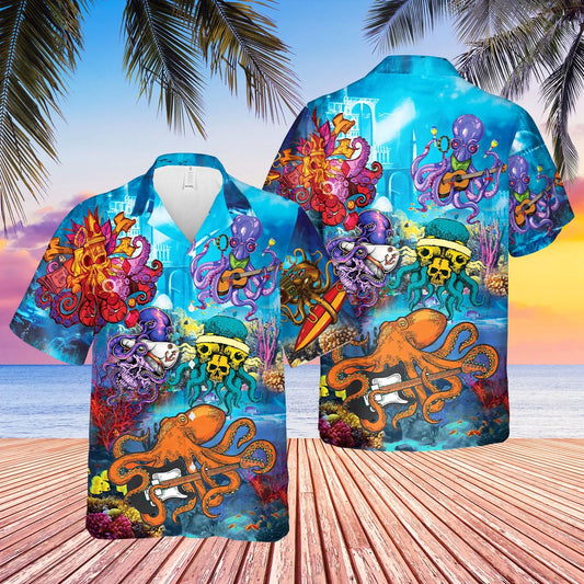 Hippie Octopus Love Music Hawaiian Shirt