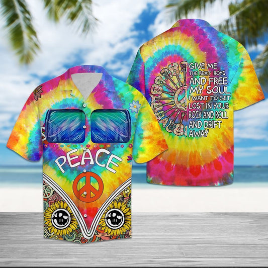 Hippie Shirt Peace Free My Soul Tie Dye Hawaiian Shirt