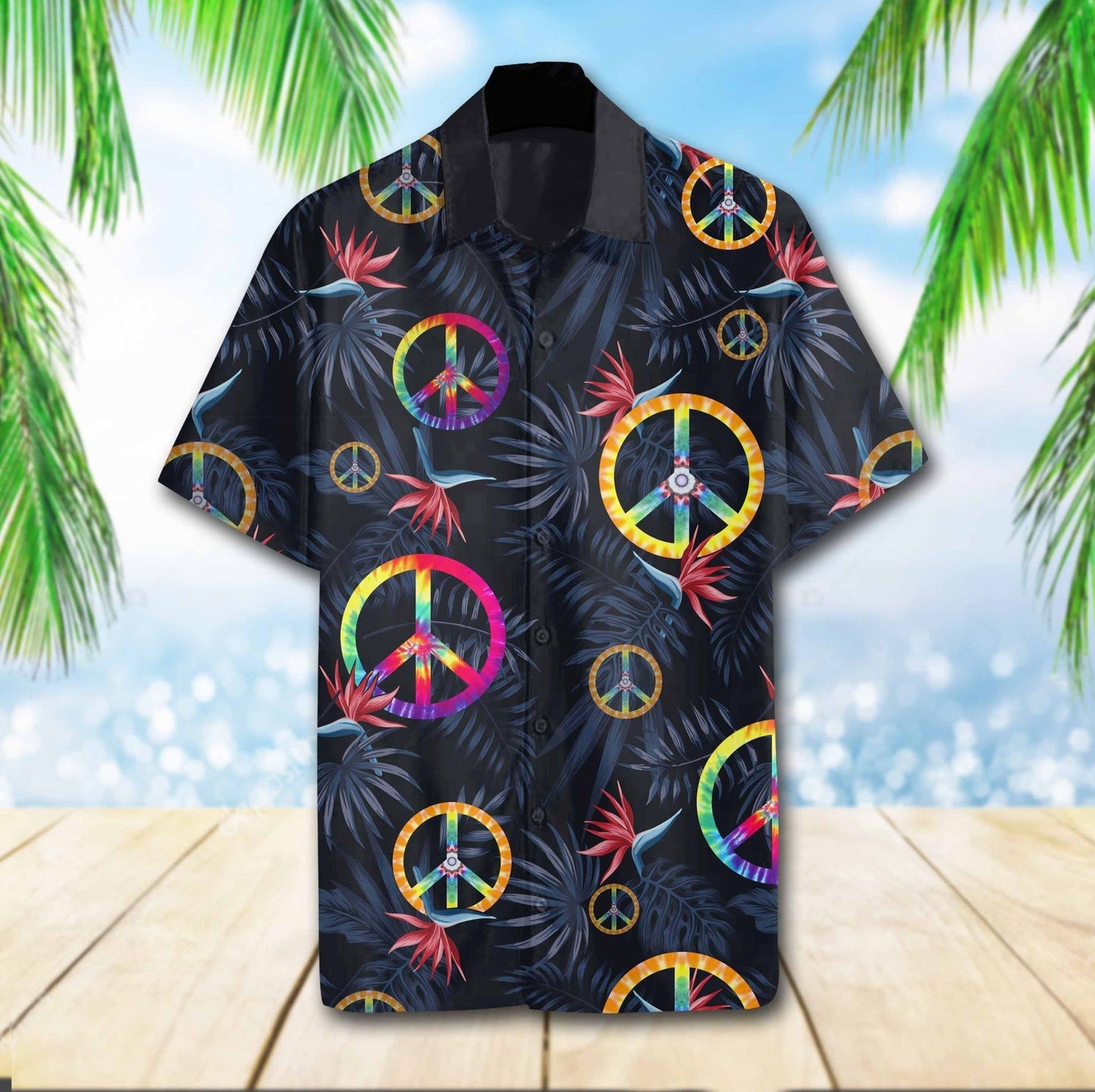 Hippie Shirt Tie Dye Peace Symbol Hawaiian Shirt