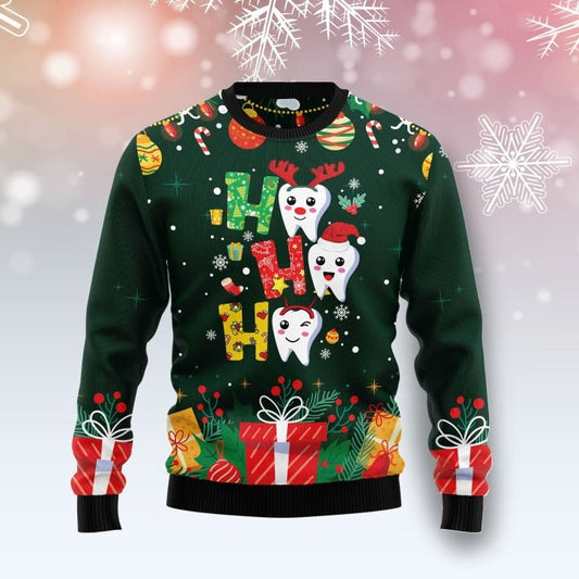 Hohoho Teeth Dentist Ugly Christmas Sweater