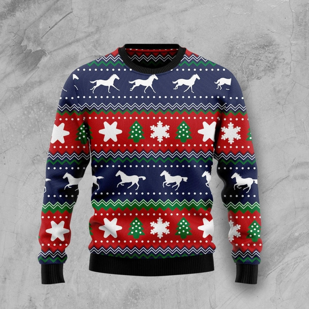 Horse Running Ugly Christmas Sweater