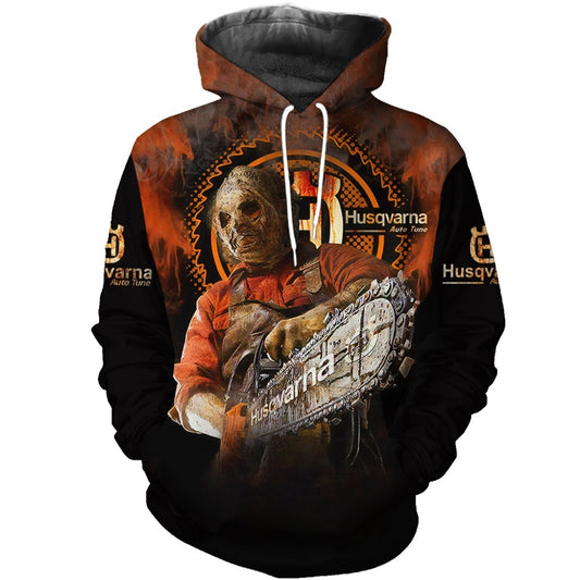 Husqvarna Chainsaw Horror Face Halloween Hoodie