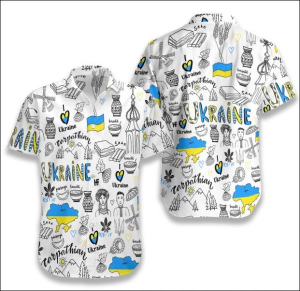 I Love Ukraine Flag Map Hawaiian Shirt