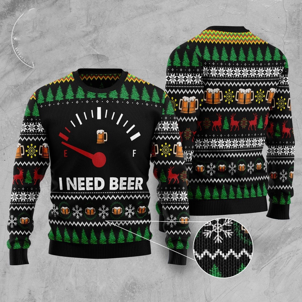 I Need Beer Ugly Christmas Sweater