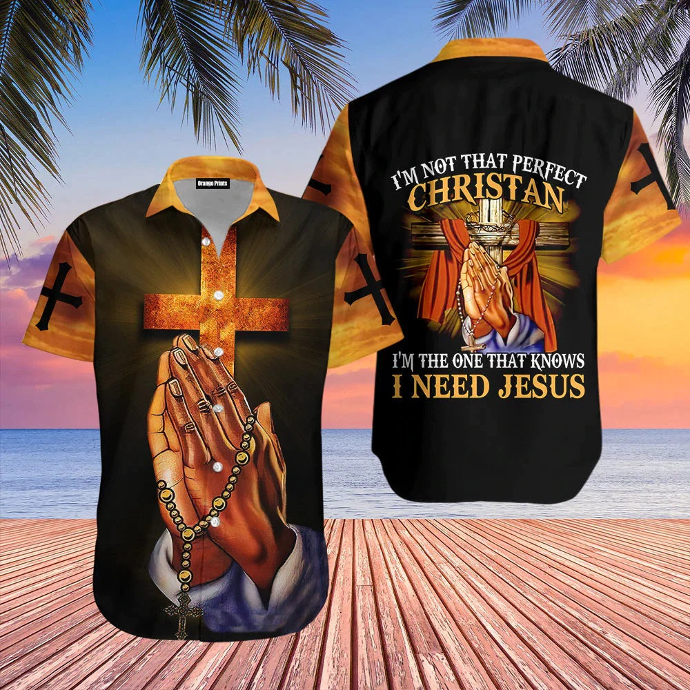 I Need Jesus Praying Hand Cross Hawaiian Shirt