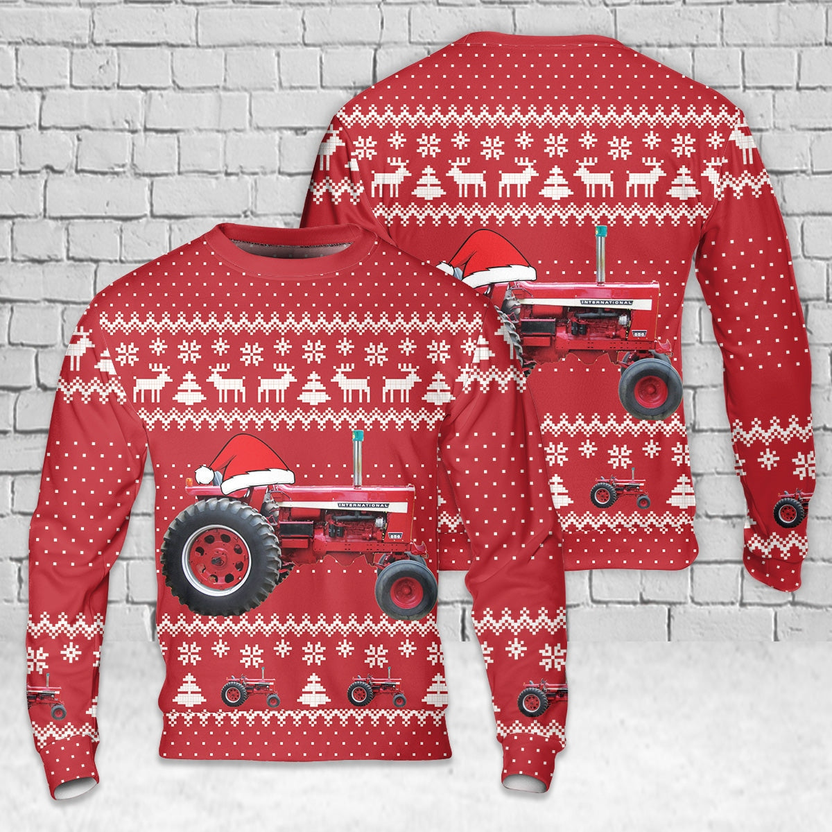 International Harvester 856 Tractor Ugly Christmas Sweater