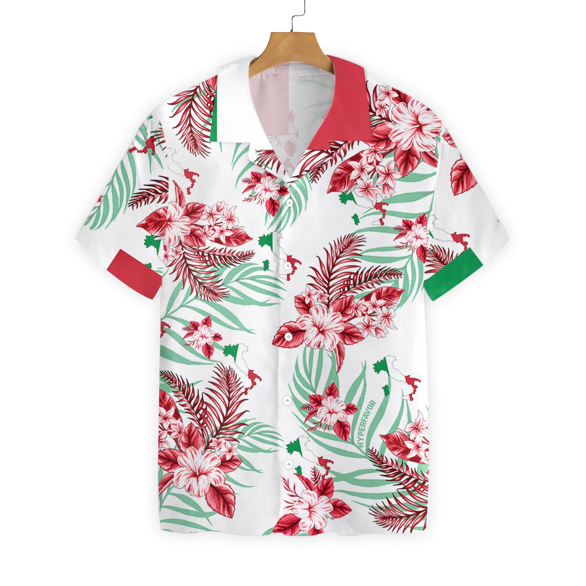 Italy Flag Map Hibicus Hawaiian Shirt