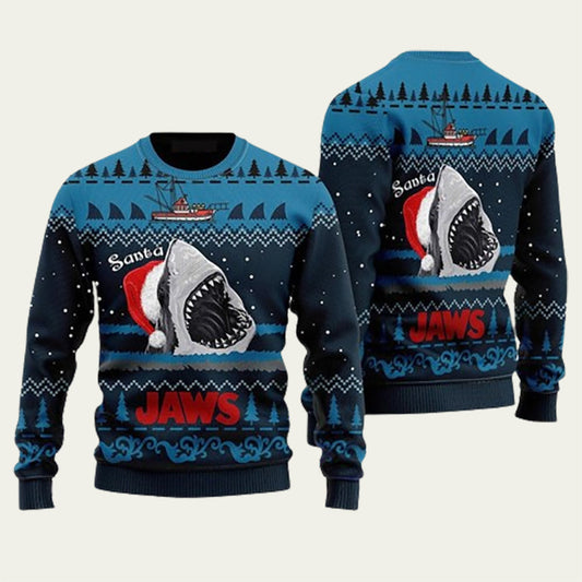 Jaws Shark Santa Ugly Christmas Sweater