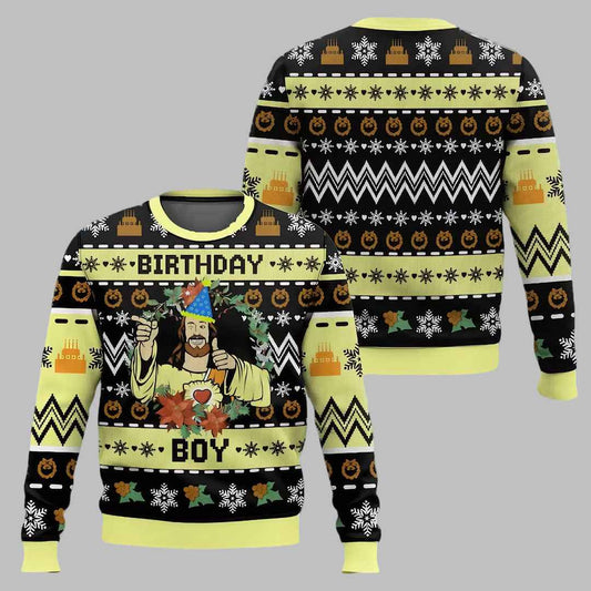 Jesus Birthday Boy Ugly Christmas Sweater