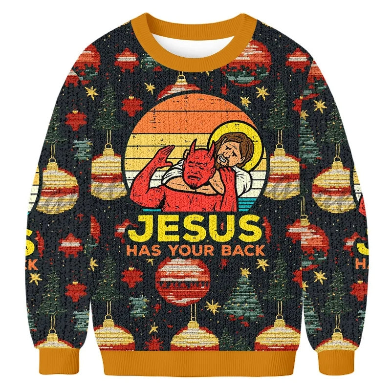 Jesus Has Your Back Christmas Ugly Sweater