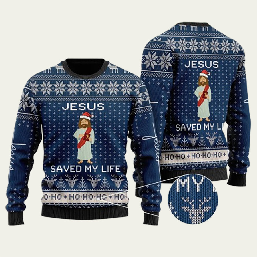 Jesus Saved My Life Ugly Christmas Sweater