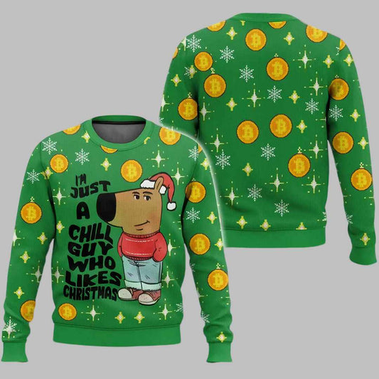 Just a Chill Guy Meme Ugly Christmas Sweater