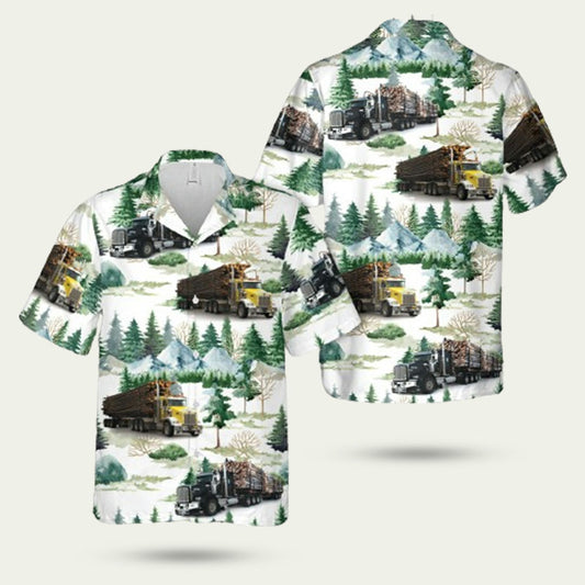 Kenworth T800 Logging Truck Hawaiian Shirt