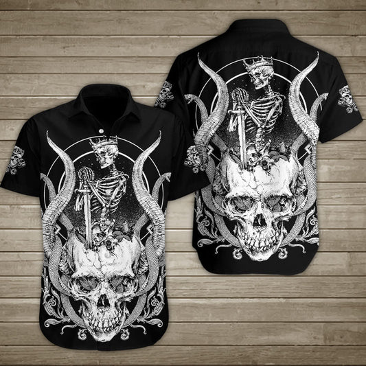 King Of Power With Snake Skull Hawaiian Shirt