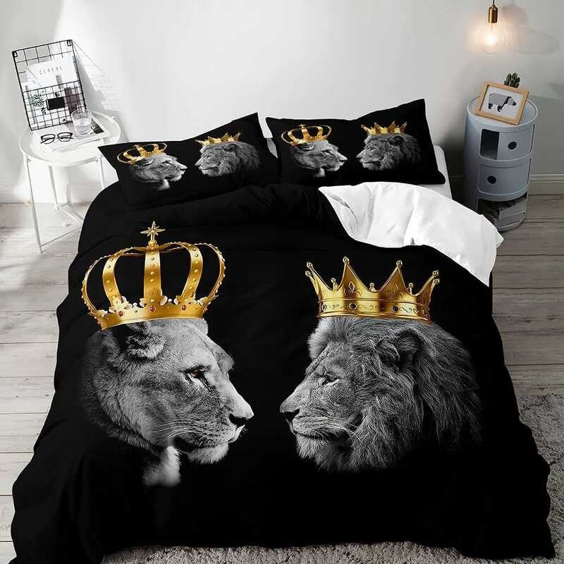 King Queen Lion Lioness Bedding Set