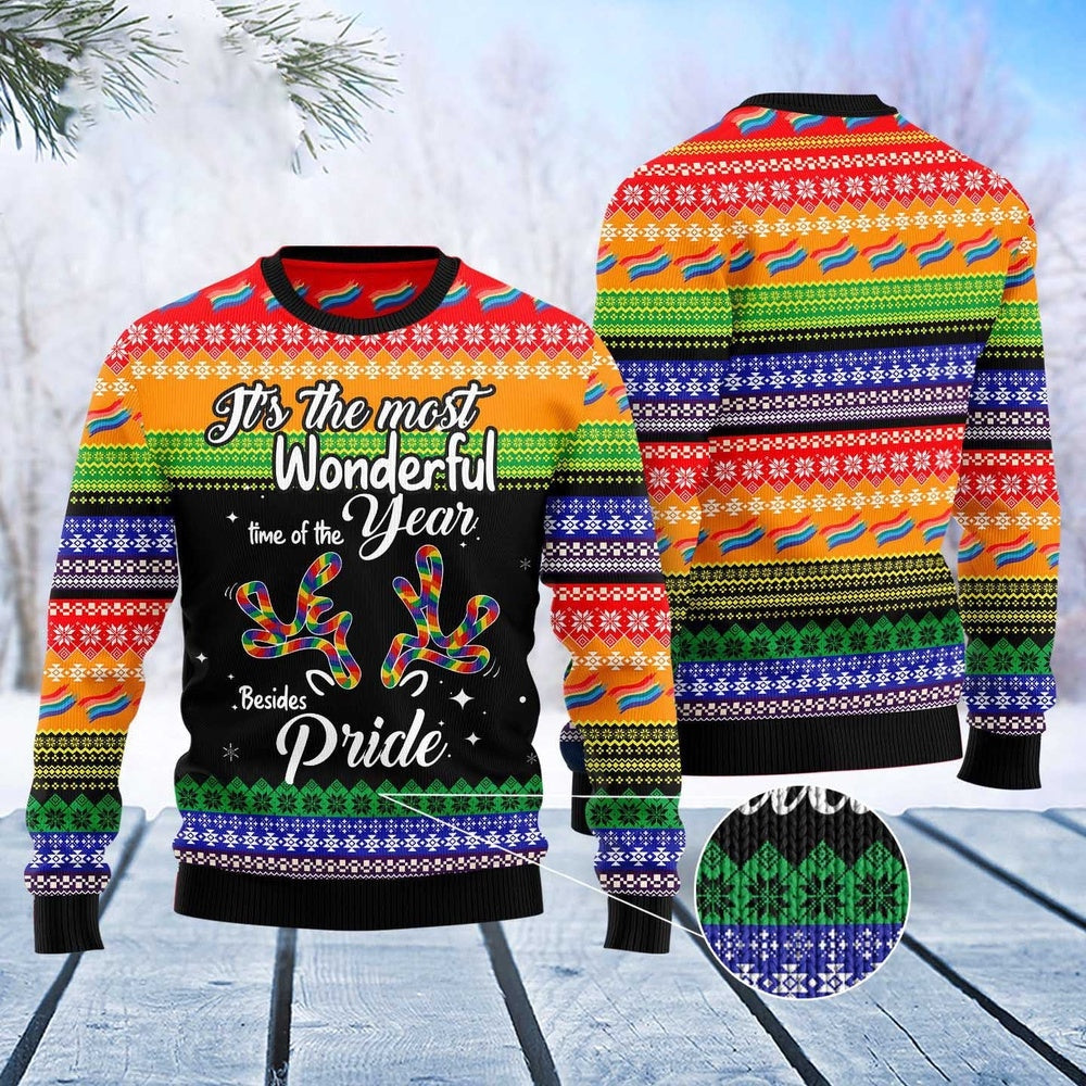 LGBT Beside Pride Wonderful Time Christmas Ugly Sweater