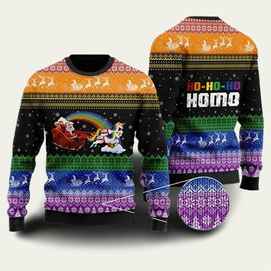 LGBT Santa Claus Unicorn Ugly Christmas Sweater