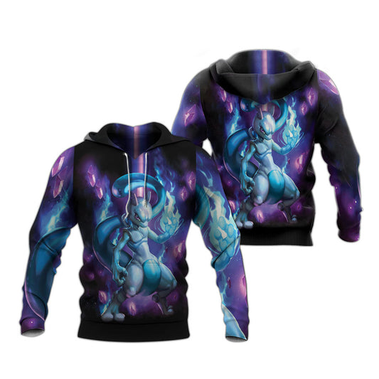 Light Blue Mewtwo Pokemon Hoodie