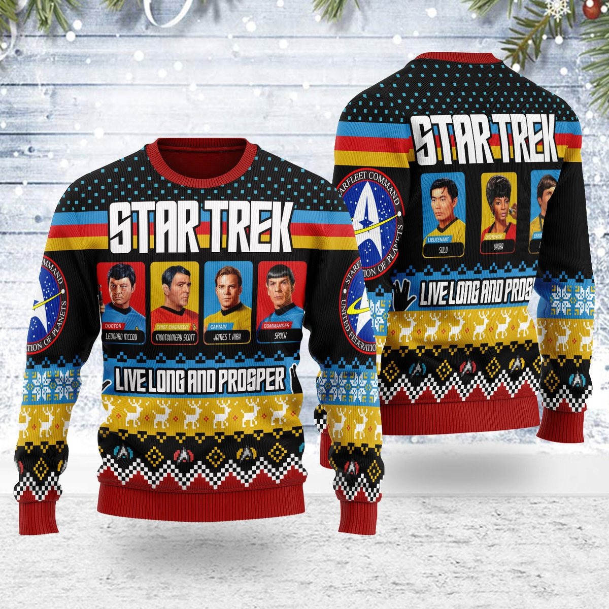 Live Long And Prosper Character Star Trek Ugly Christmas Sweater