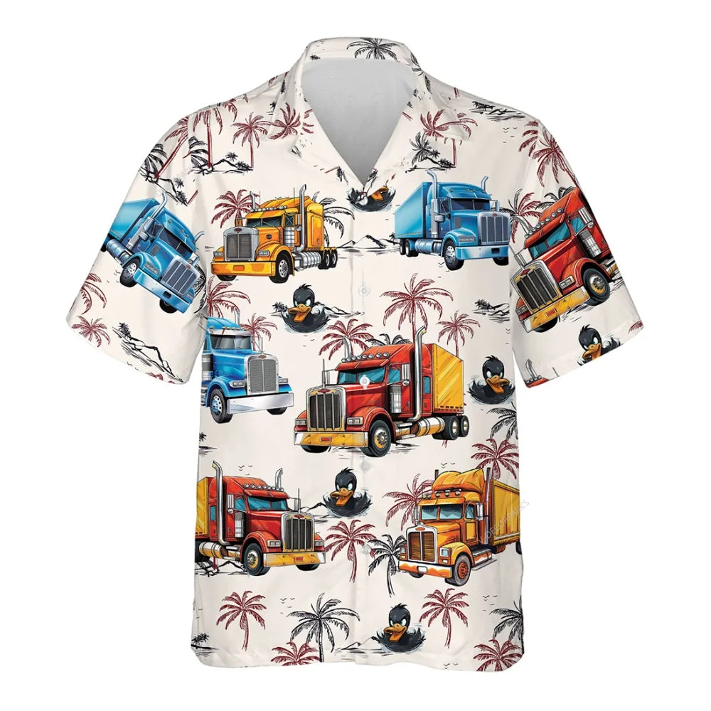 Long Nose Semi Truck Hawaiian Shirt
