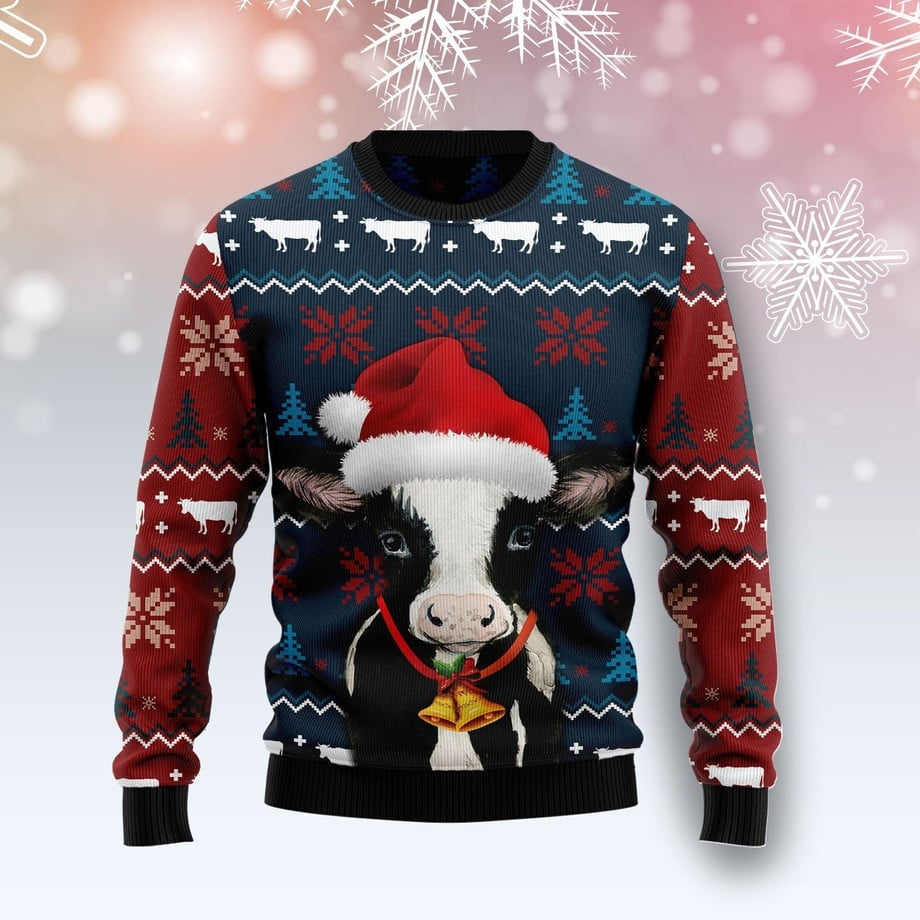 Lovely Cow Cowbell Ugly Christmas Sweater