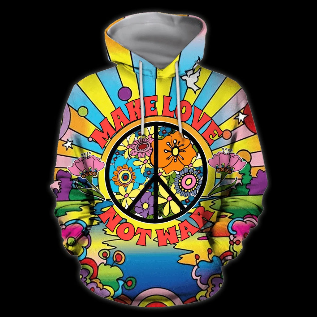 Make Love Not War Hippie Sign Hoodie