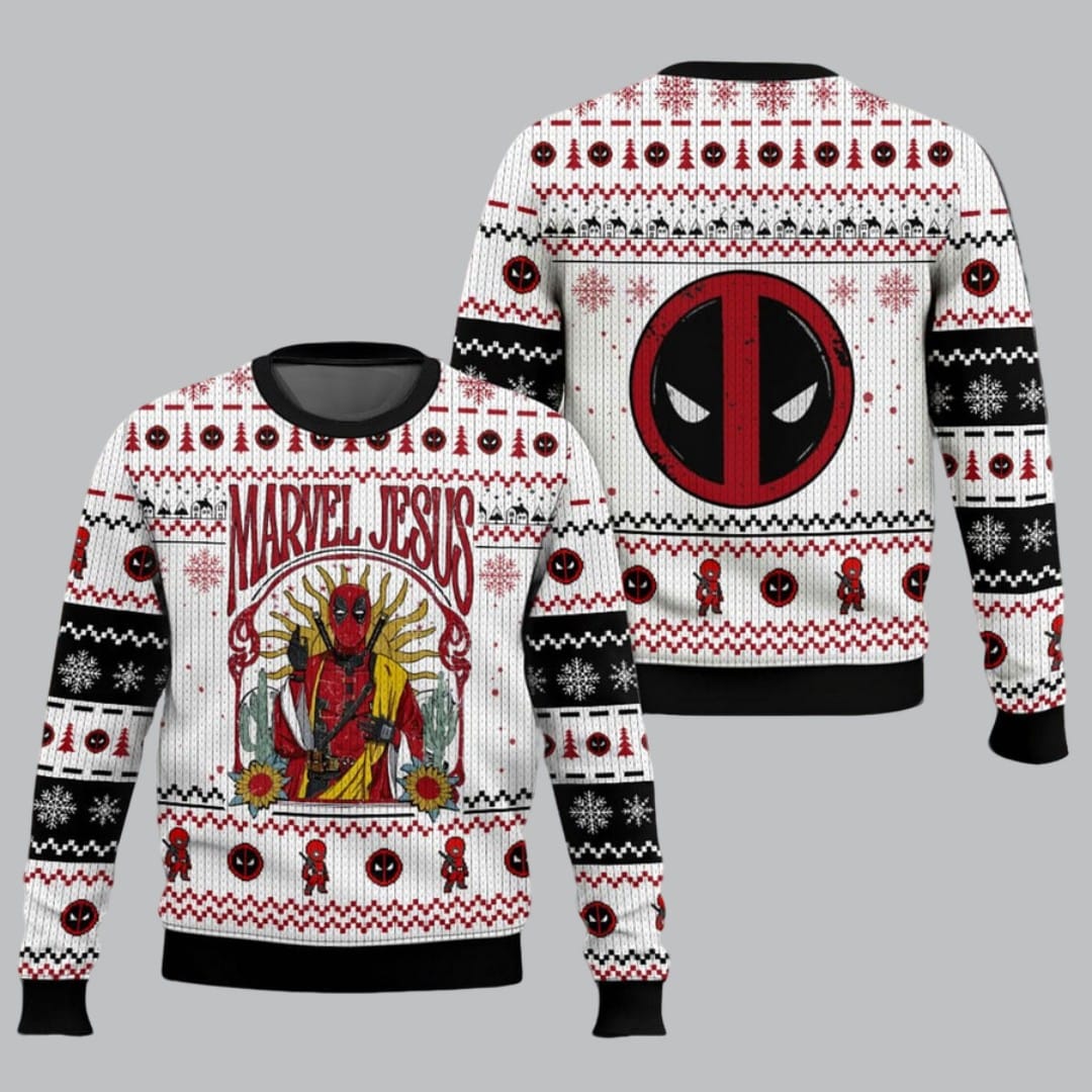 Marvel Jesus Deadpool Ugly Sweater Christmas