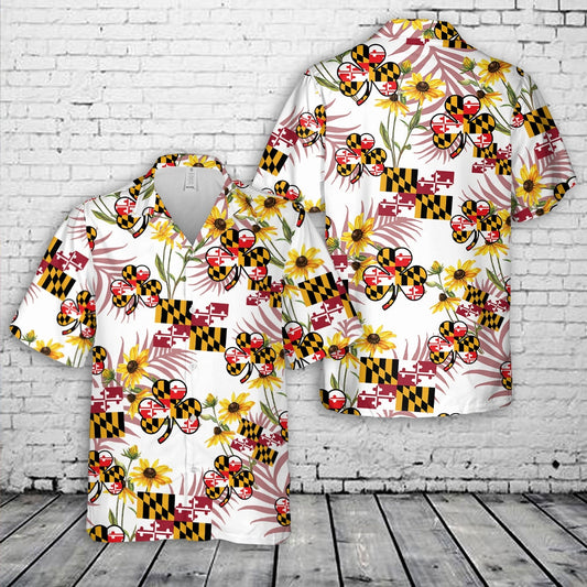 Maryland Flag Shamrock Hawaiian Shirt