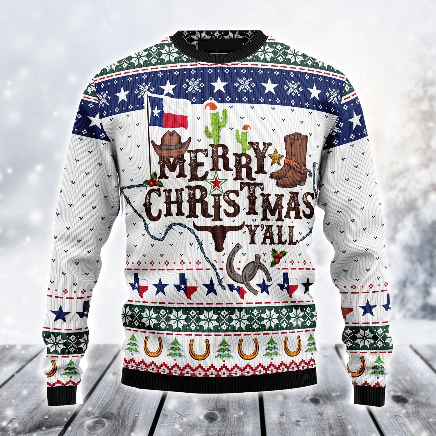 Merry Christmas Y'all Texas Horse Ugly Sweater
