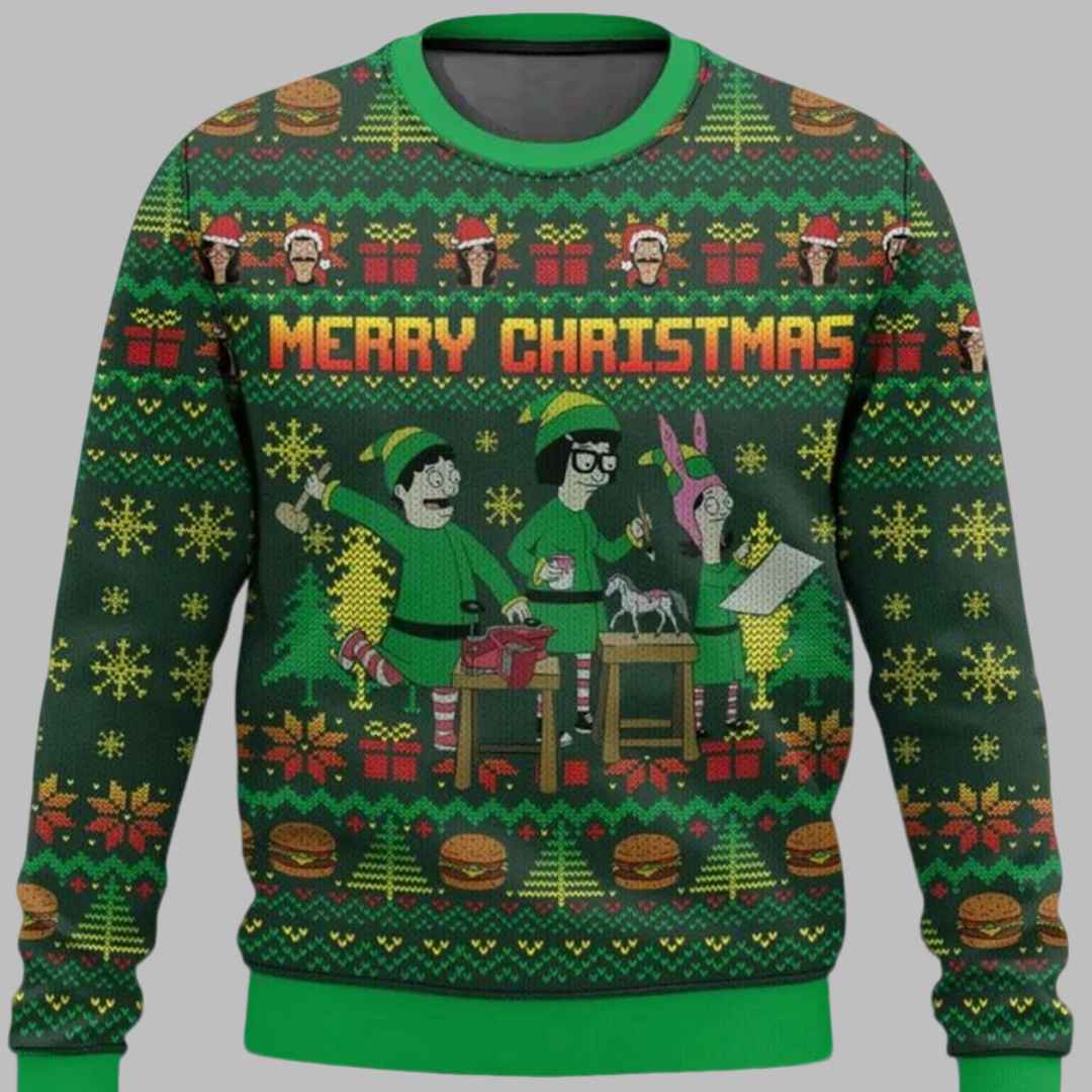 Merry Christmas Bobs Burgers Ugly Christmas Sweater