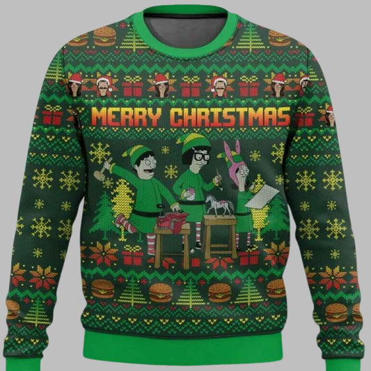 Merry Christmas Bobs Burgers Ugly Christmas Sweater